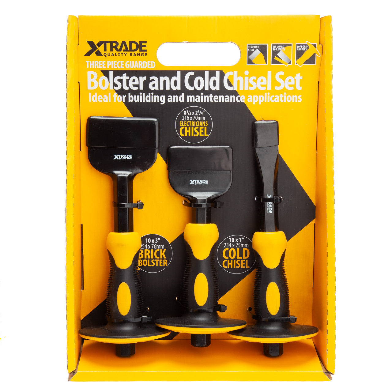 XTrade X0900148 Guarded Bolster and Cold Chisel Set (3 Piece)