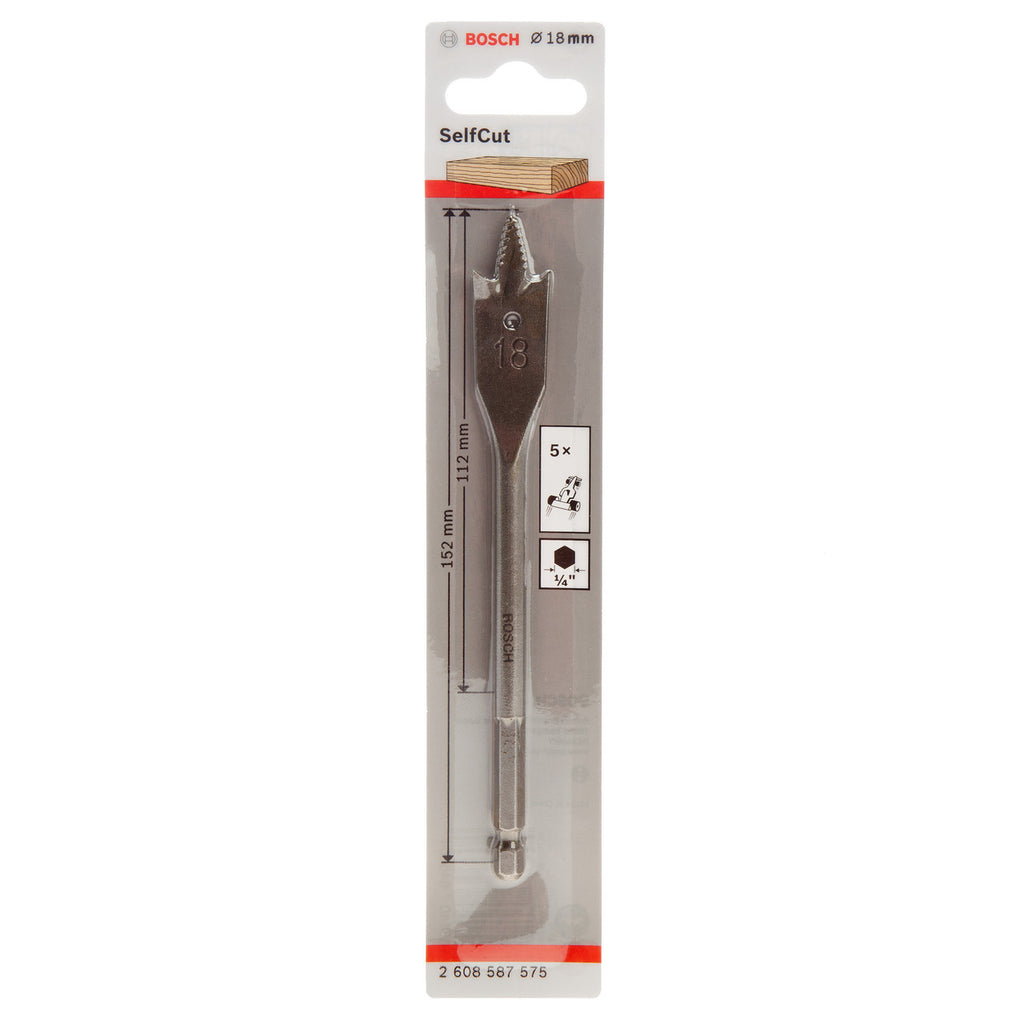 Bosch 2608587575 SelfCut Flat Drill Bit with Hex Shank 18 x 152mm 2