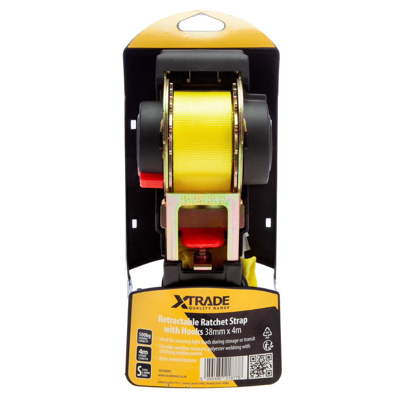 XTrade X0500009 Retractable Ratchet Strap with Hooks 38mm x 4.0m 2