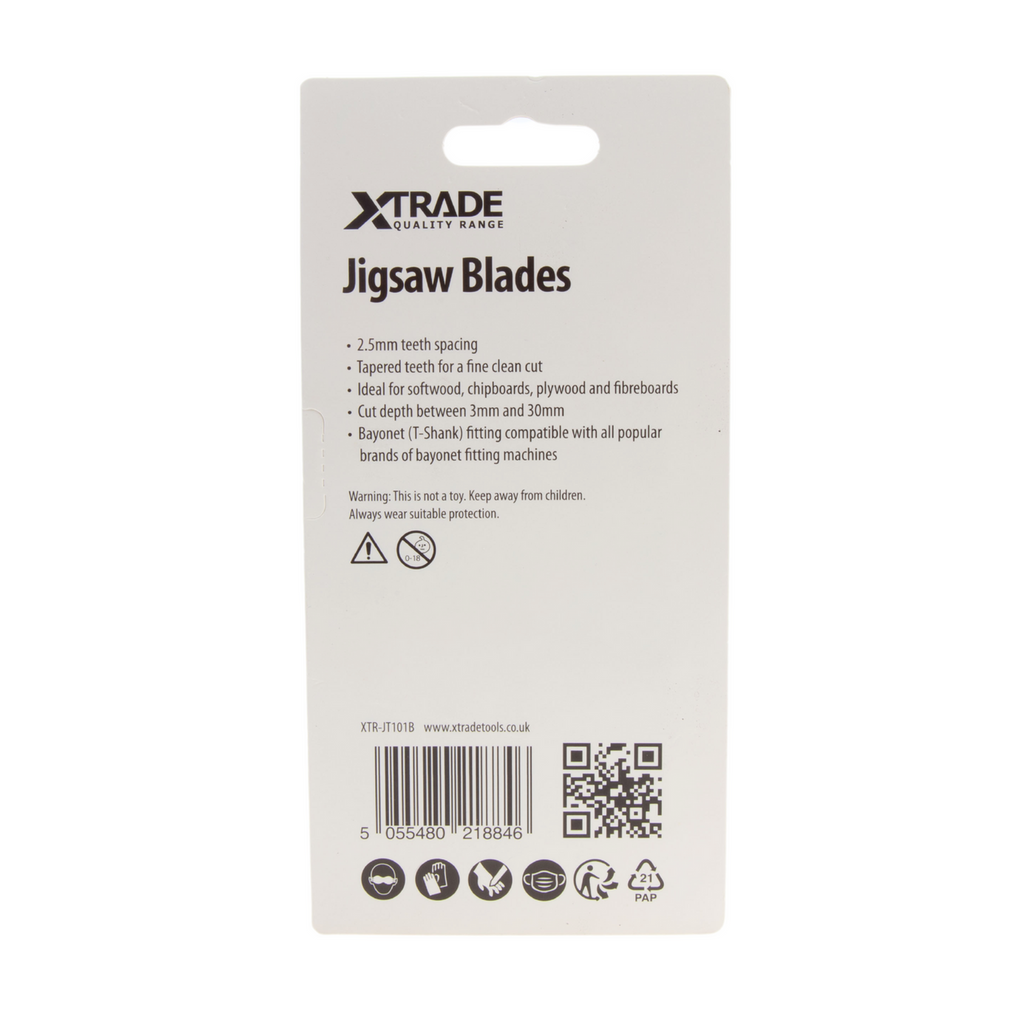 XTrade JT101B Clean for Wood Jigsaw Blades (Pack Of 5)