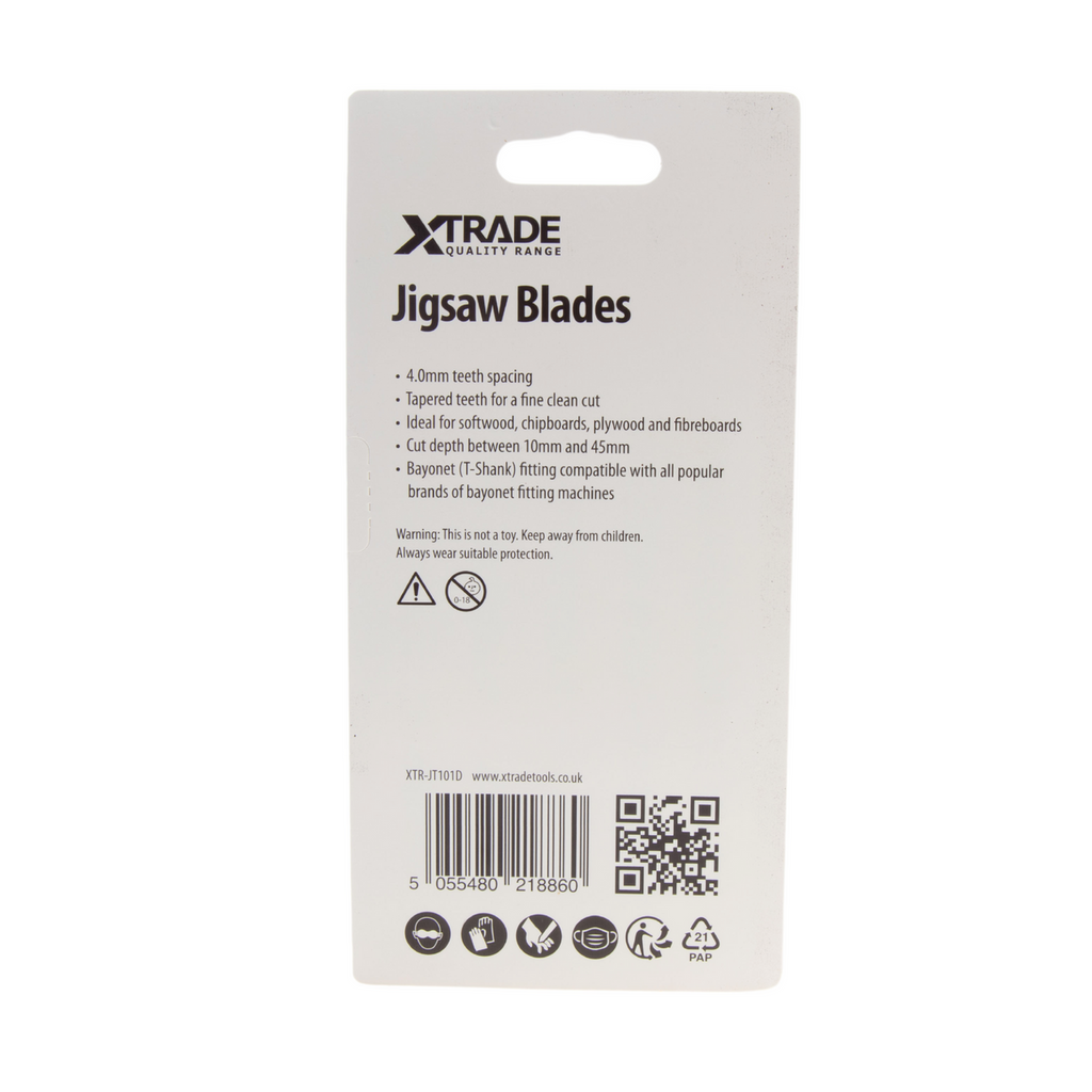 XTrade JT101D Clean for Wood Jigsaw Blades (Pack Of 5)