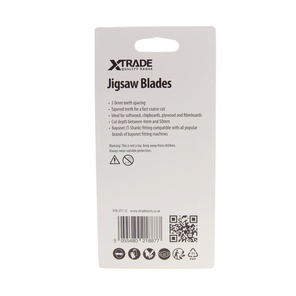 XTrade JT111C Basic for Wood Jigsaw Blades (Pack Of 5)