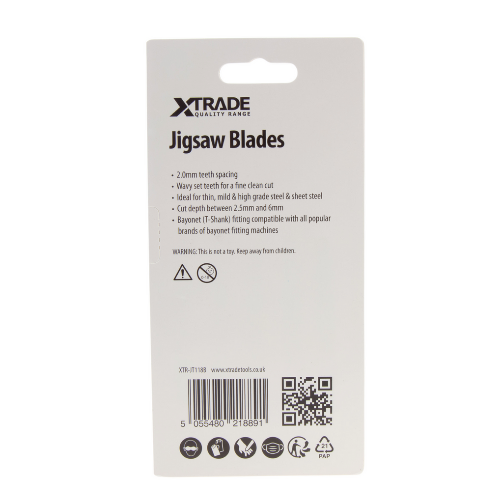 XTrade JT118B Basic for Metal Jigsaw Blades (Pack Of 5)