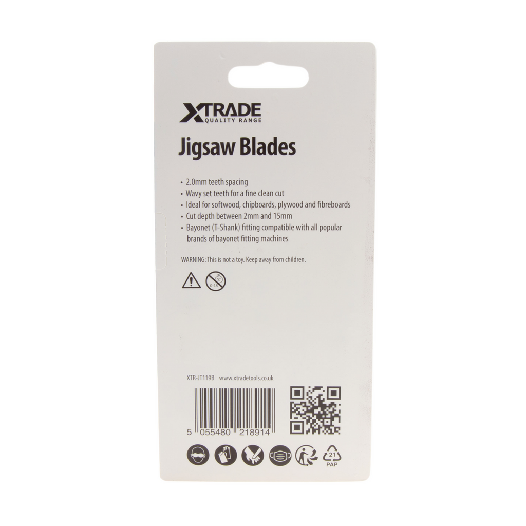 XTrade JT119B Basic for Wood Jigsaw Blades (Pack Of 5)