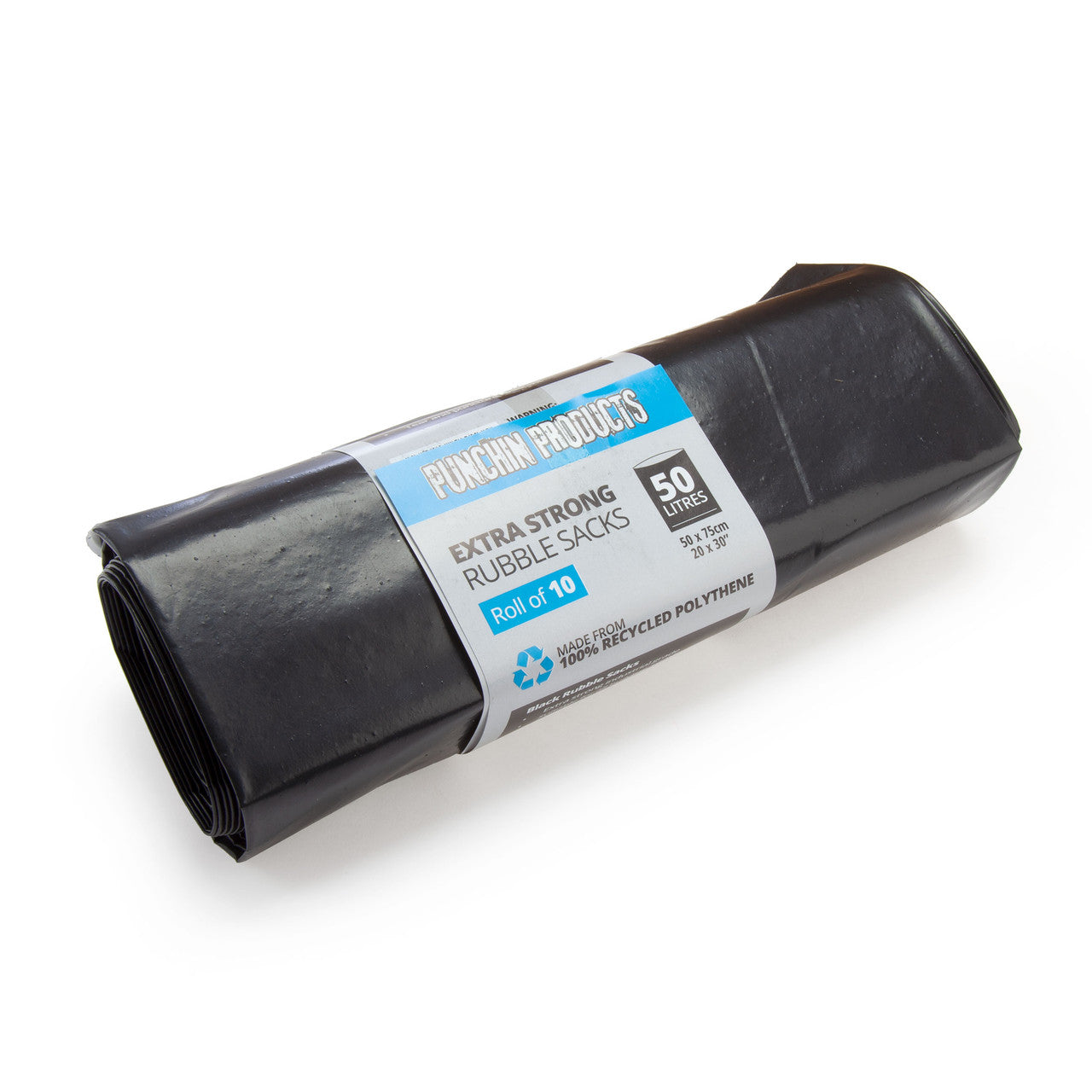 Punchin Black Heavy-Duty Rubble Sacks 50 x 75cm (20 Rolls of 10)