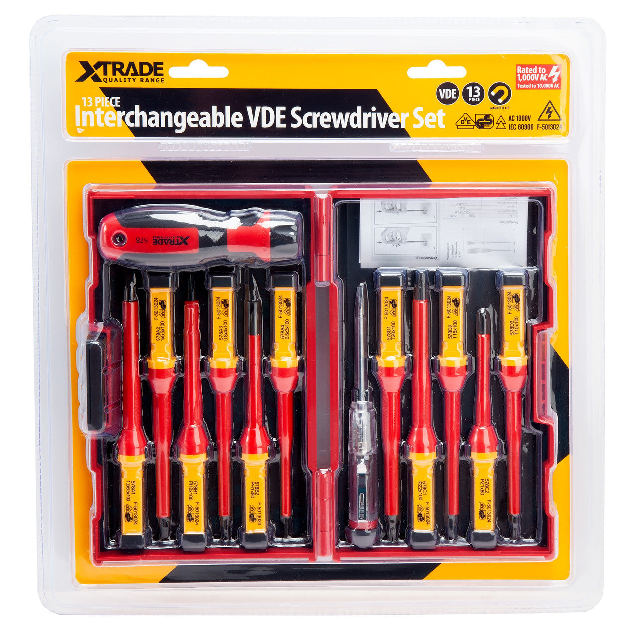 XTrade X0900220 Interchangeable VDE Screwdriver Set (13 Piece)