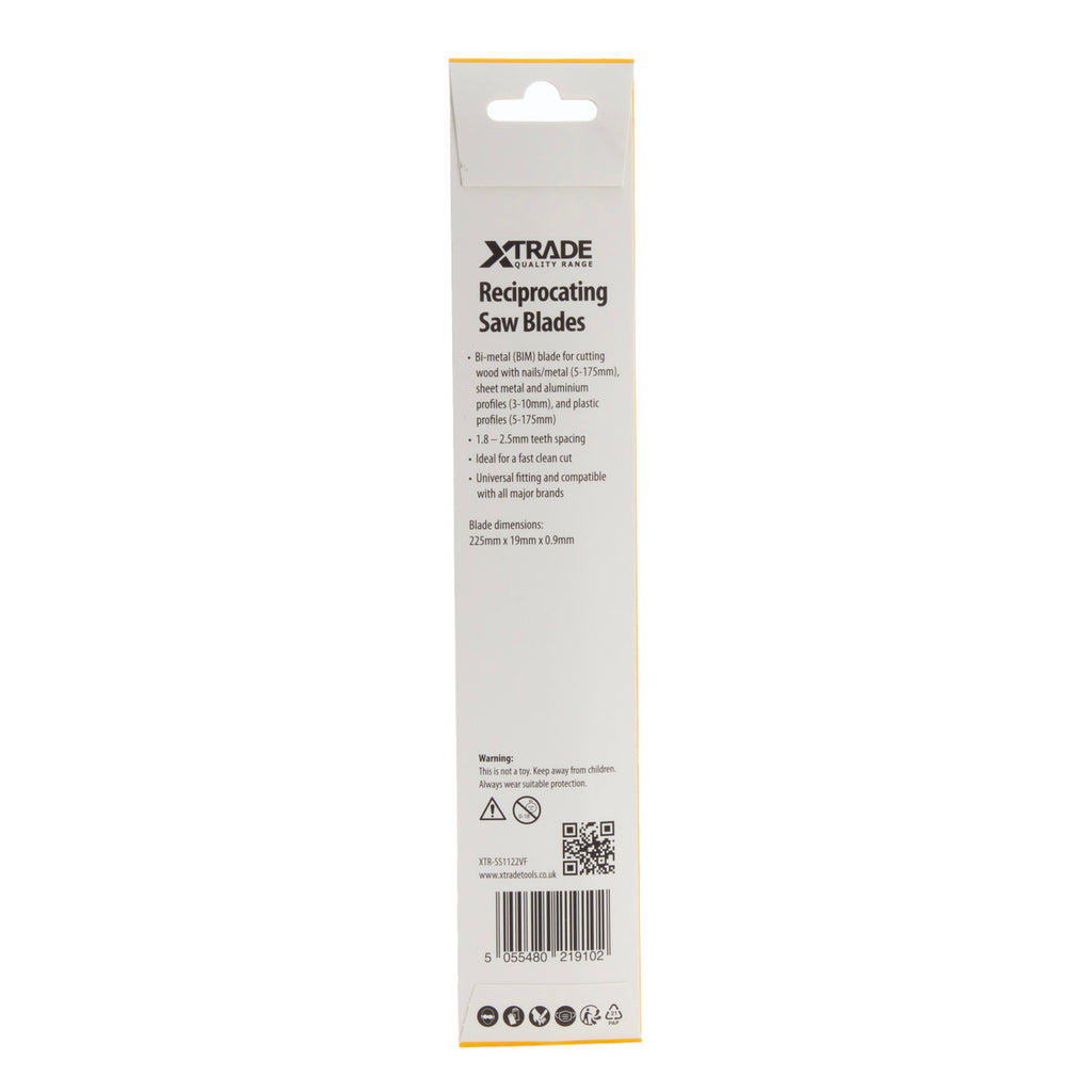XTrade SS1122VF Flexible for Wood and Metal Reciprocating Saw Blades back
