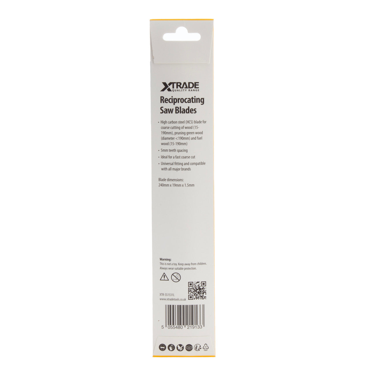 XTrade SS1531L Top for Wood Reciprocating Saw Blades back
