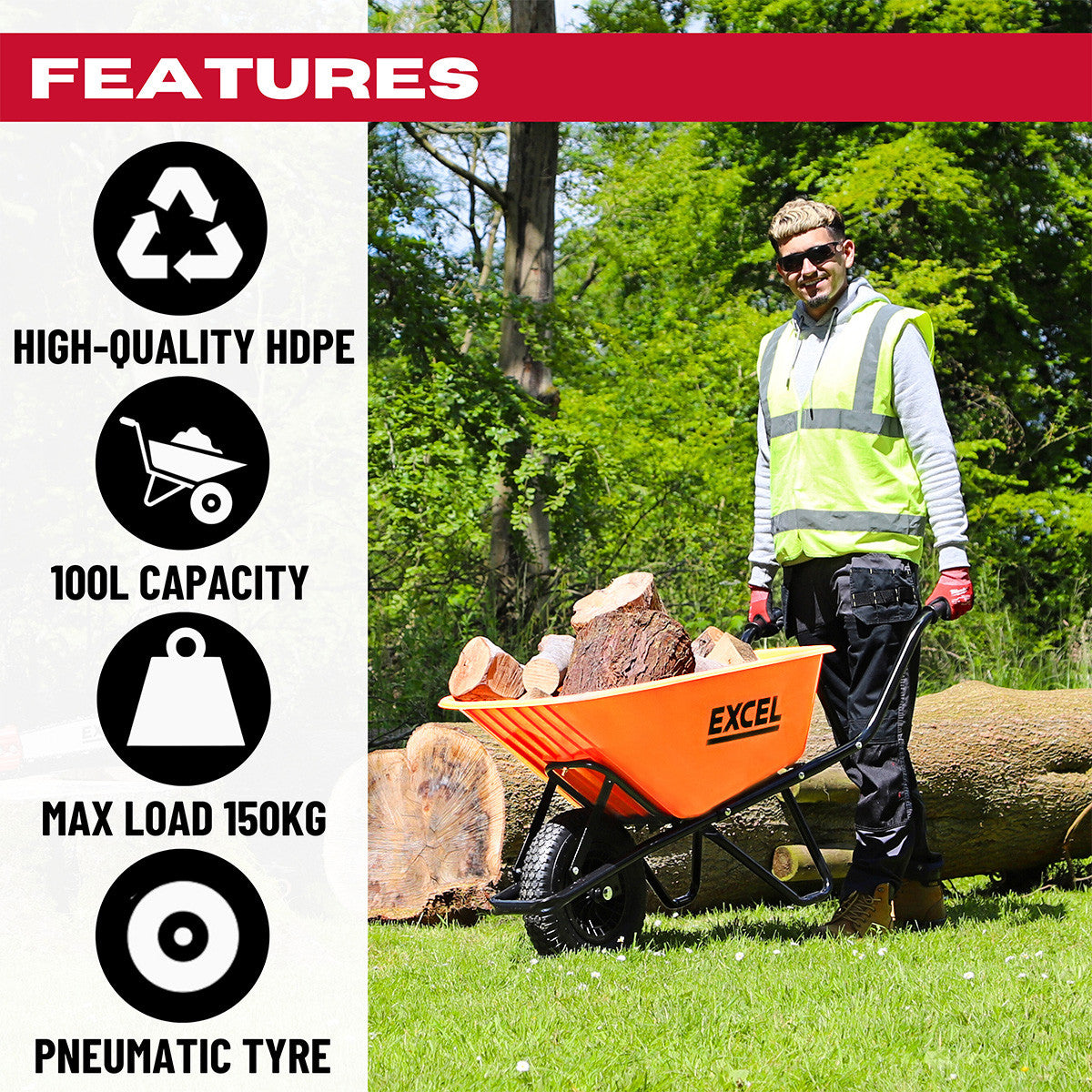 Excel 30372 Heavy Duty Wheelbarrow 2