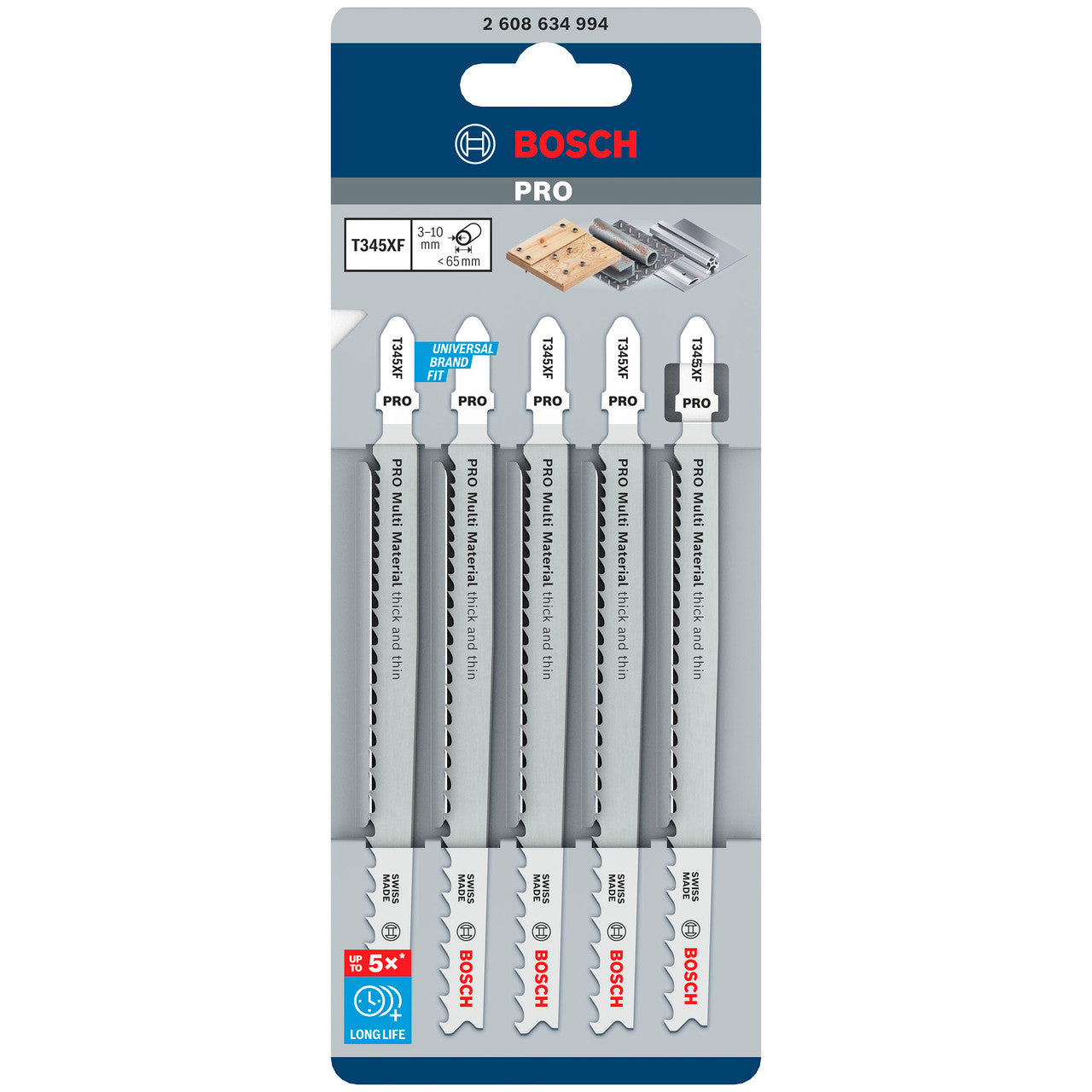Bosch T345XF PRO Thick & Thin Multi-Material Jigsaw Blade Packaging