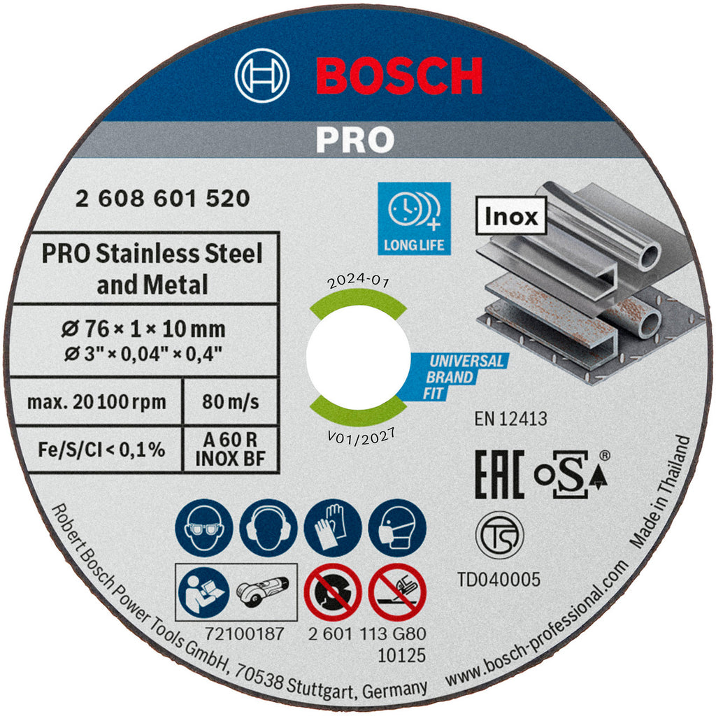 Bosch 2608601520 PRO Stainless Steel & Metal Cutting Disc