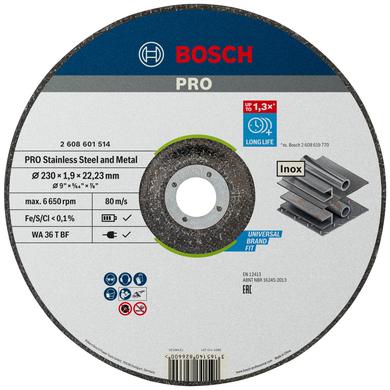 Bosch 2608601514 PRO Stainless Steel & Metal Cutting Disc