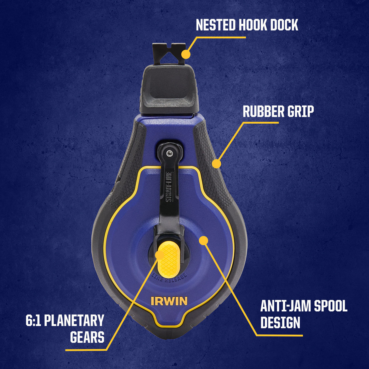 Irwin IWHT48443BC-0 Strait-Line Speedline Pro Chalk Reel Infographic