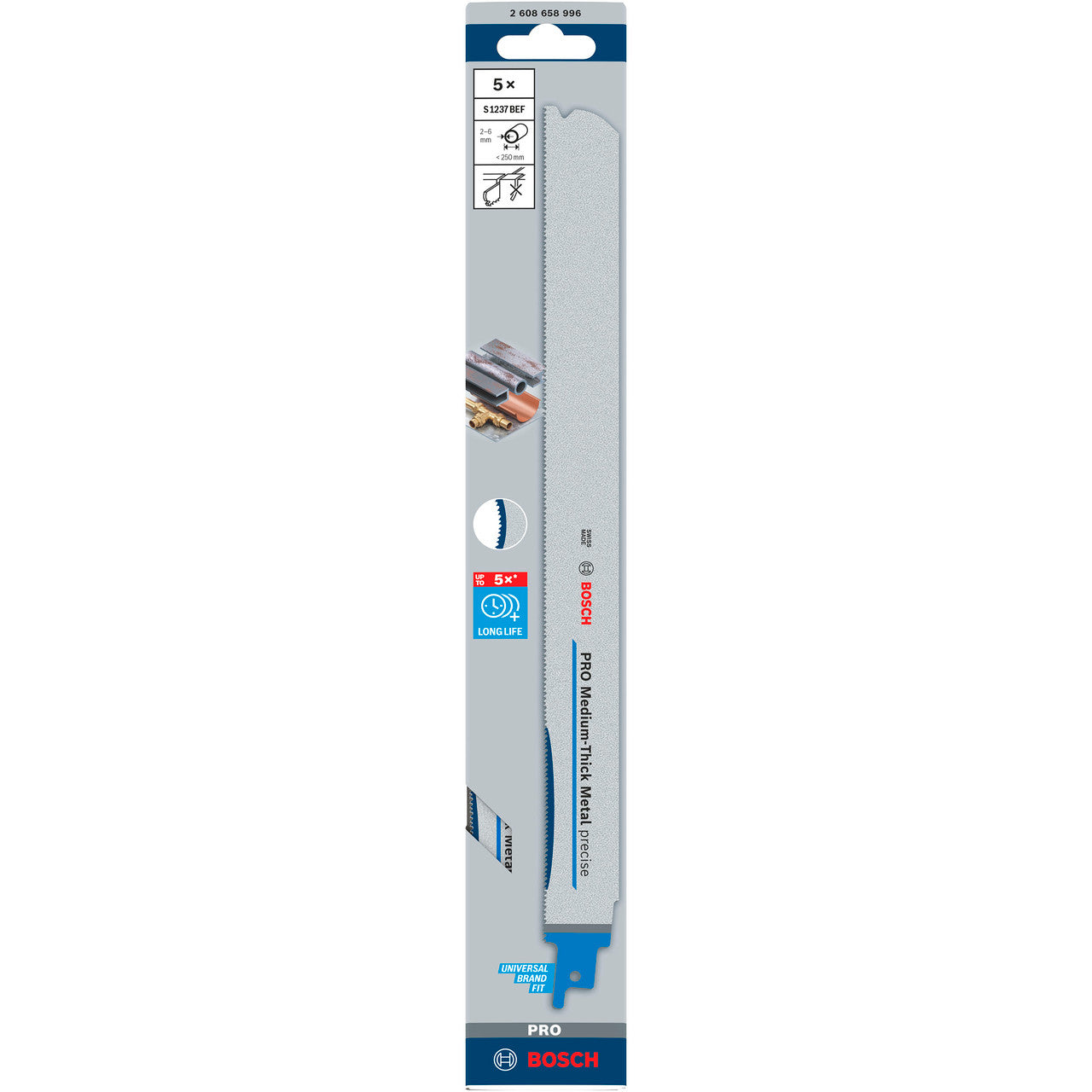Bosch S1237BEF PRO Precise Reciprocating Saw Blade for Metal Packaging