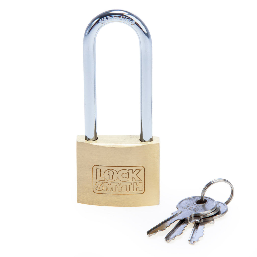 Locksmyth L2200014 Long Shackle Brass Padlock with Keys