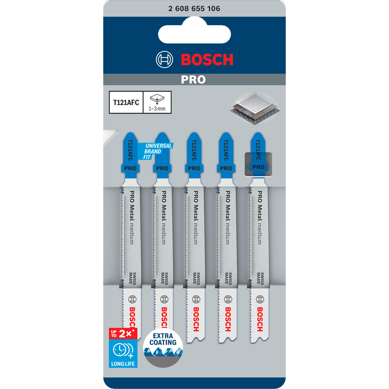 Bosch T121AFC PRO Medium Jigsaw Blades in Packaging