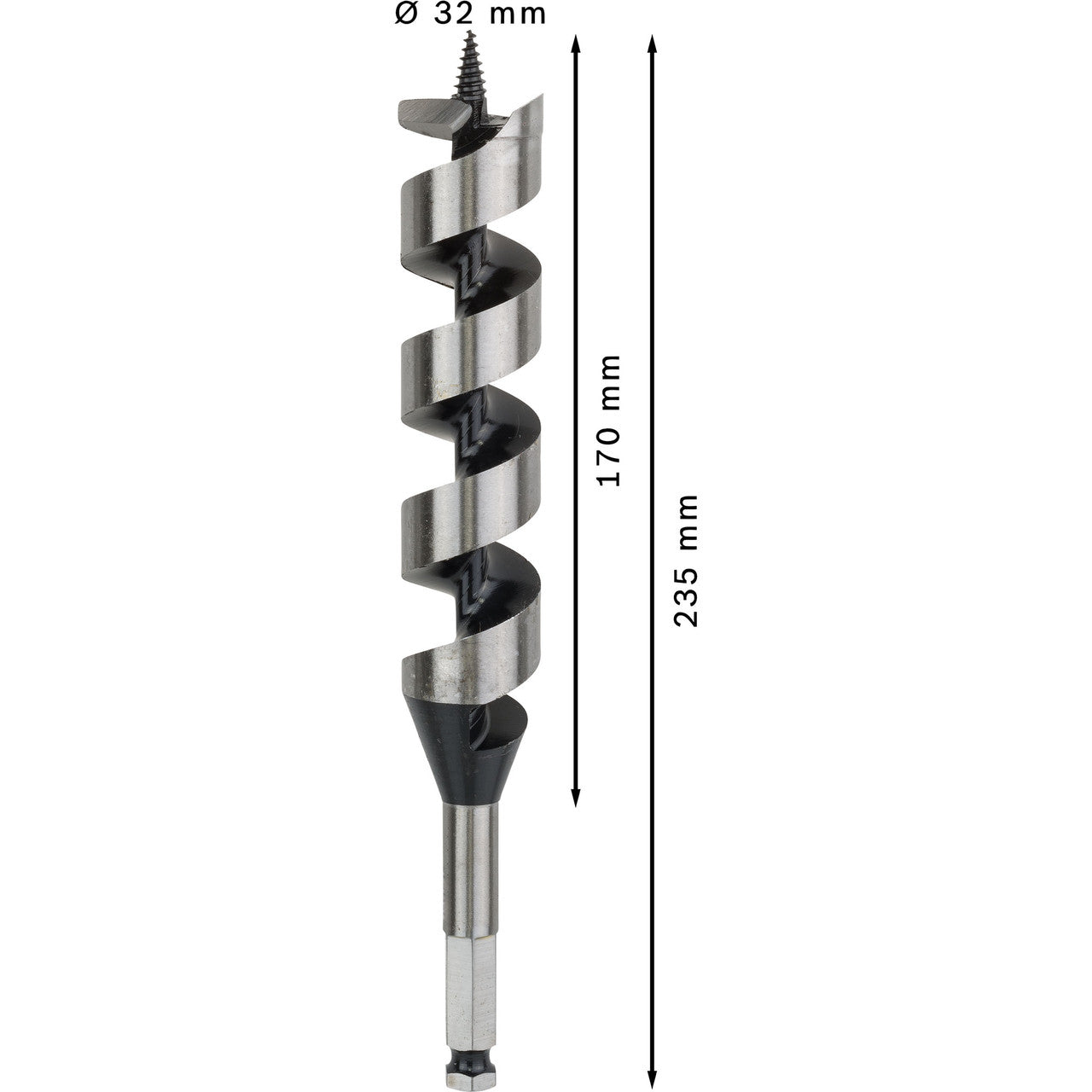 Bosch 2608597639 PRO Wood Auger Drill Bit Dimensions