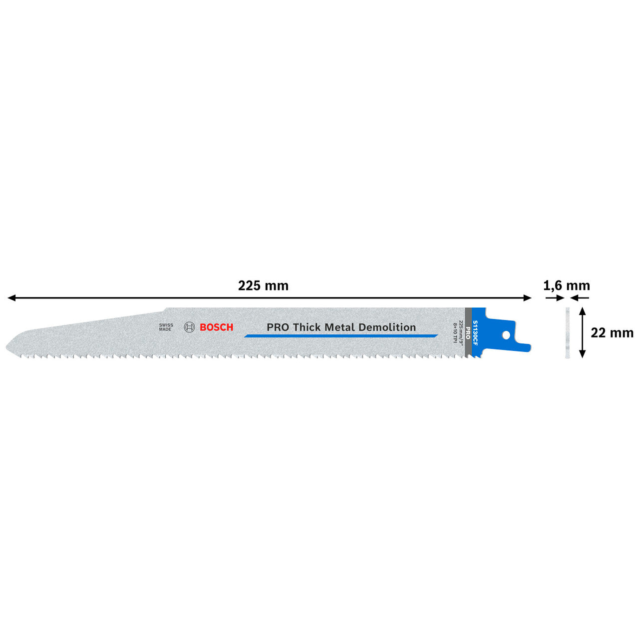 Bosch PRO Thick Metal Demolition S1130CF Blade Dimensions