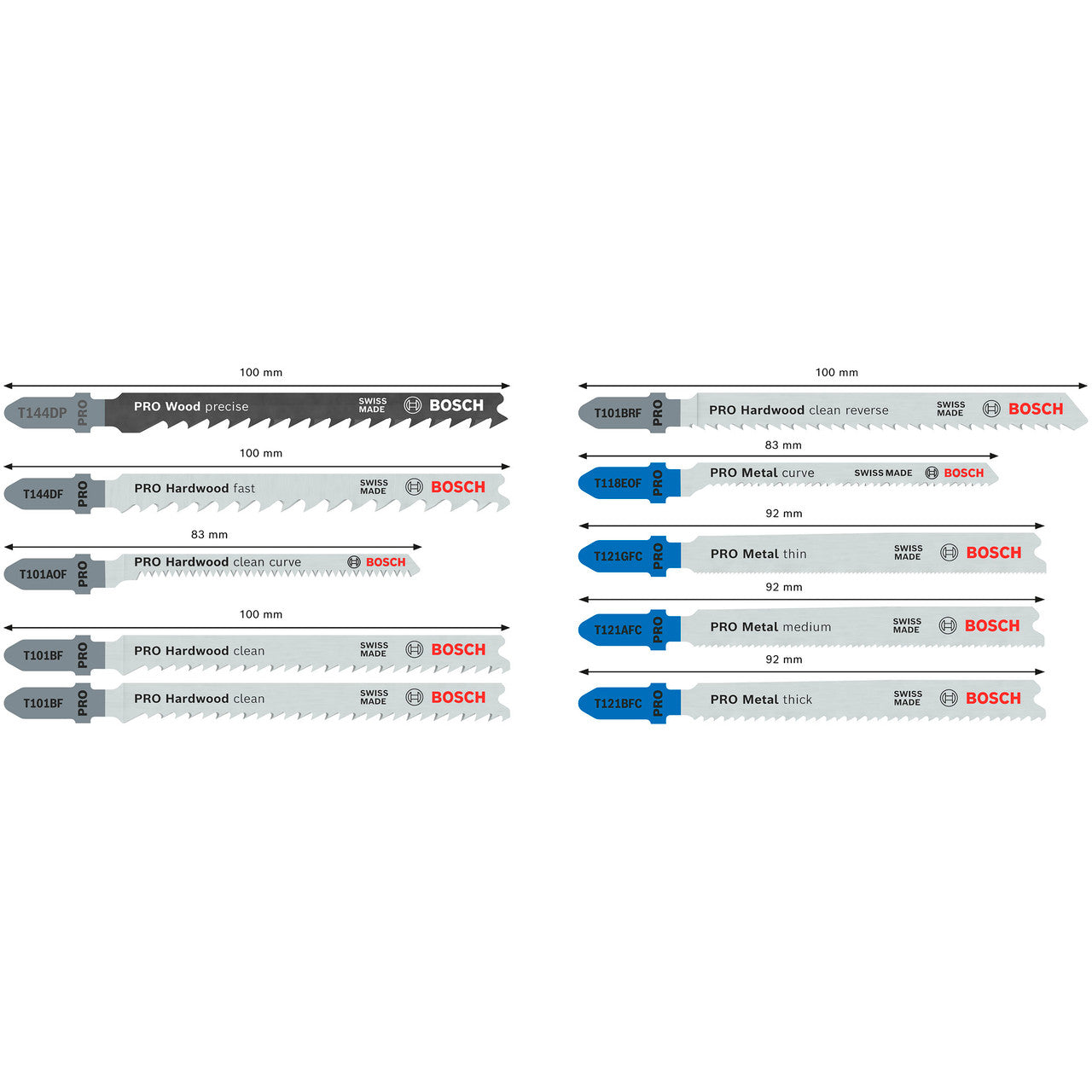 Bosch 2607011943 PRO Jigsaw Blade Set for Wood & Metal Contents