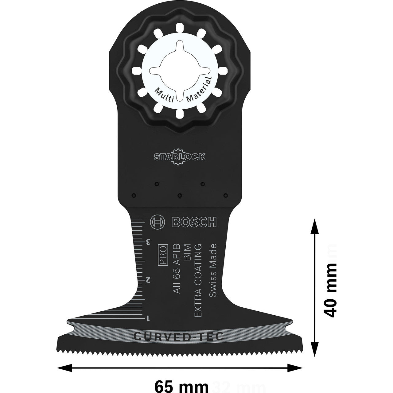 Bosch AII 65 APIB PRO Starlock Plunge Cut Multi-Tool Blade Dimensions