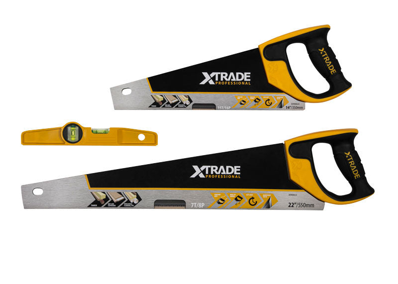 XTrade X0900068 Value Added Pack (Hand Saw 22", Toolbox Saw 14" & Spirit Level)