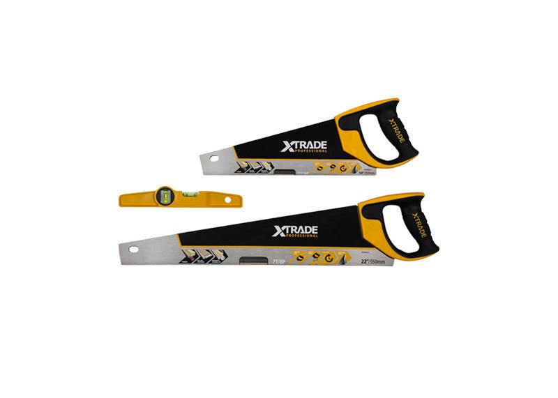 XTrade X0900068 Value Added Pack (Hand Saw 22", Toolbox Saw 14" & Spirit Level)
