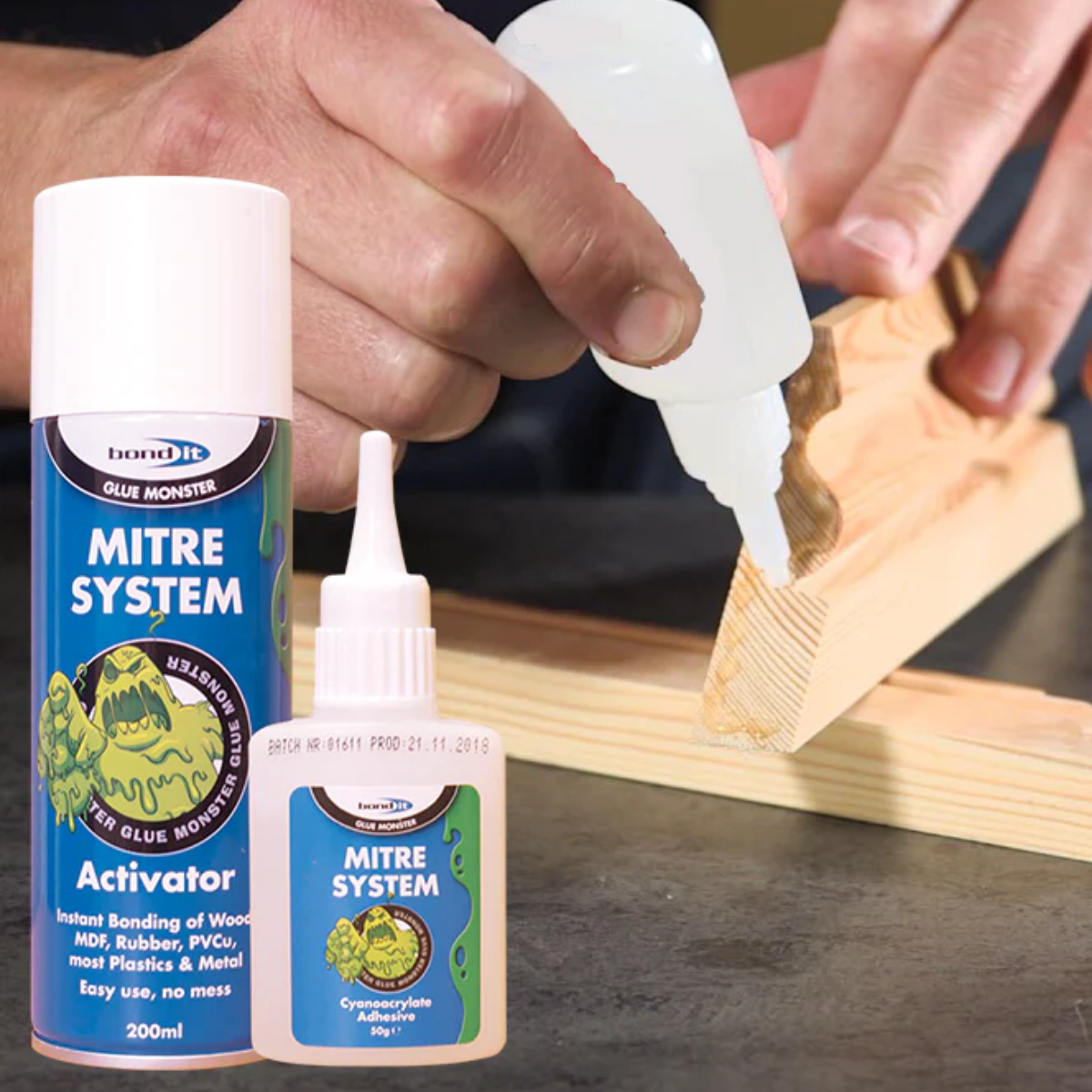 Bond It Mitre Kit - Gap-Filling Adhesive & Accelerator (Box of 12)