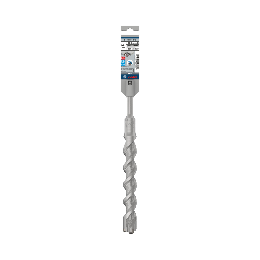 BOS-2608836647 Bosch SDS-Plus-5X Hammer Drill Bit 24 × 200 / 250 mm