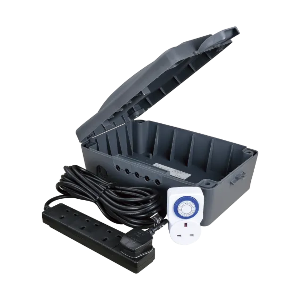 Masterplug Weatherproof Box with 4 Socket 8m Extension & Timer