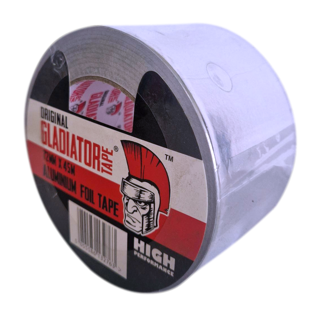 Gladiator Aluminium Foil Tape with Liner 72mm x 45m (Silver) - Box of 16