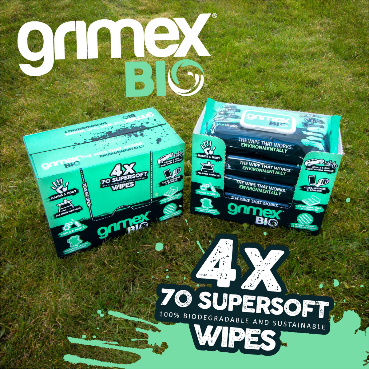Grimex Bio Industrial Cleaning Wipes (Pack of 70) - Carton of 4