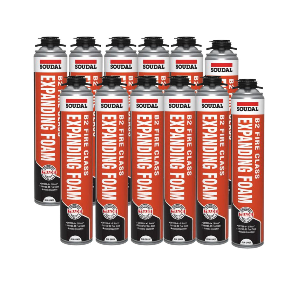 Soudal B2 Fire & Acoustic Expanding Foam Gun Grade 750ml - Pack of 12