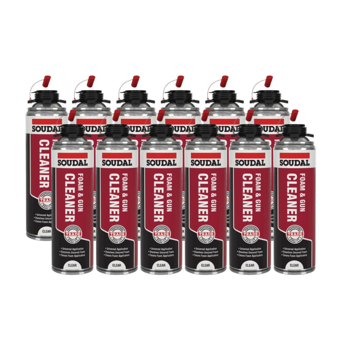 Soudal PU Expanding Foam & Gun Cleaner 500ml - Pack of 12