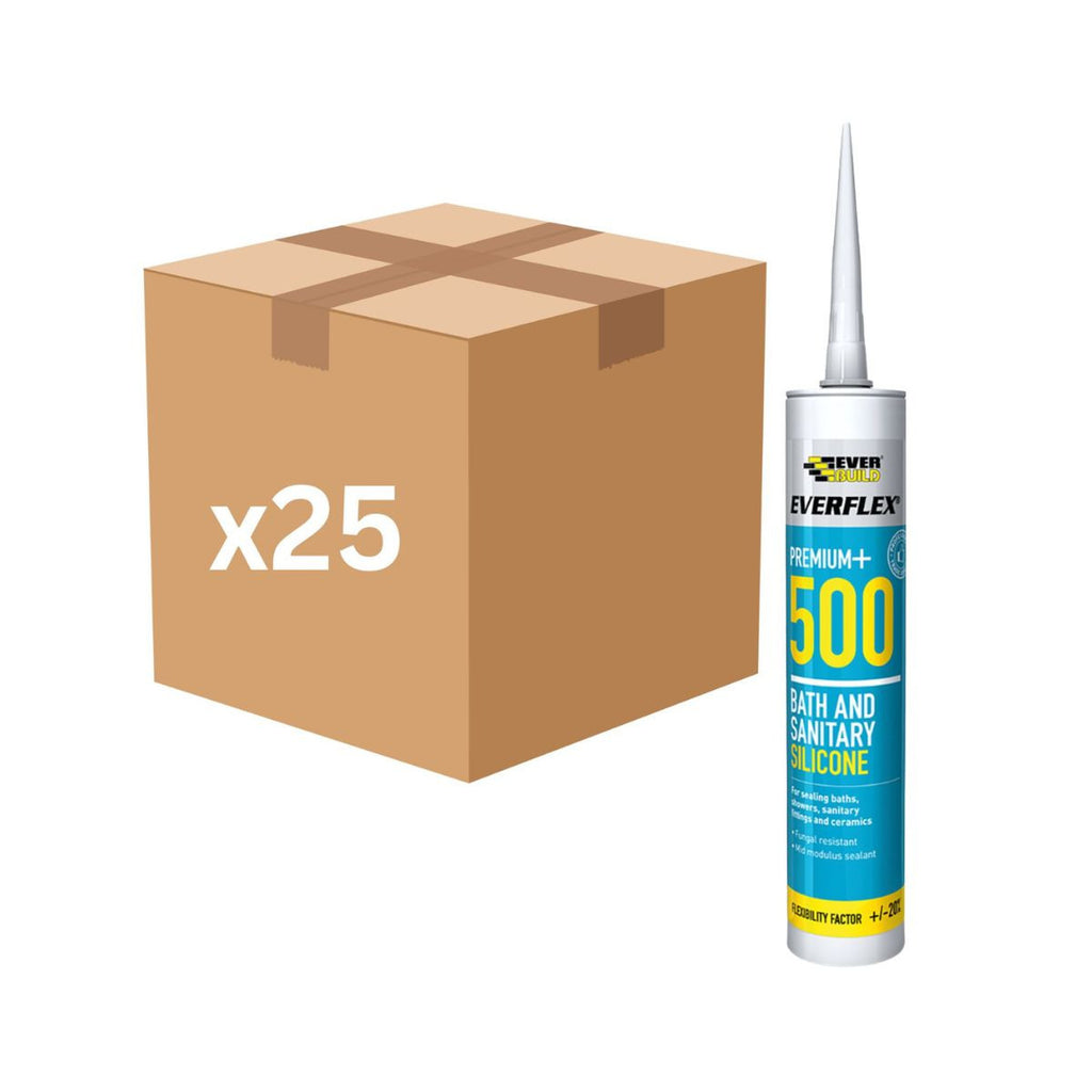 Everbuild Everflex 500 Bath & Sanitary Silicone 295ml (White) - Box of 25