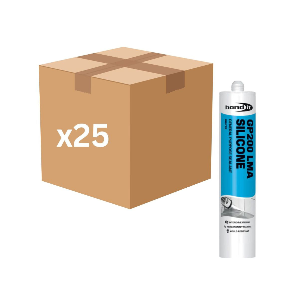 Bond It GP200 General Purpose Silicone Sealant 275ml (White) - Box of 25