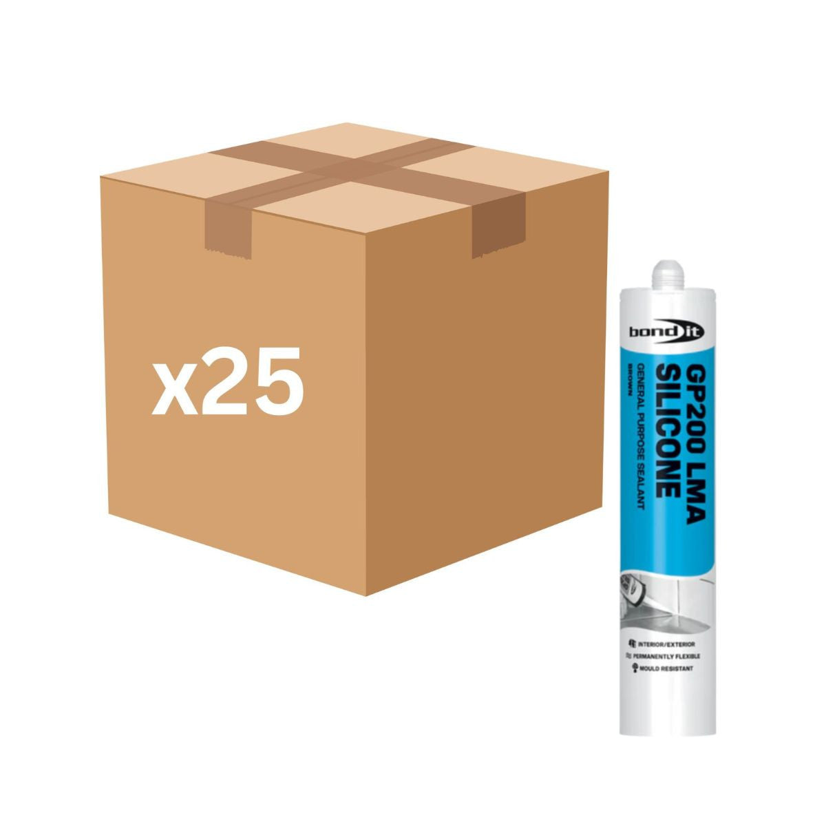 Bond It GP200 General Purpose Silicone Sealant 275ml (Brown) - Box of 25