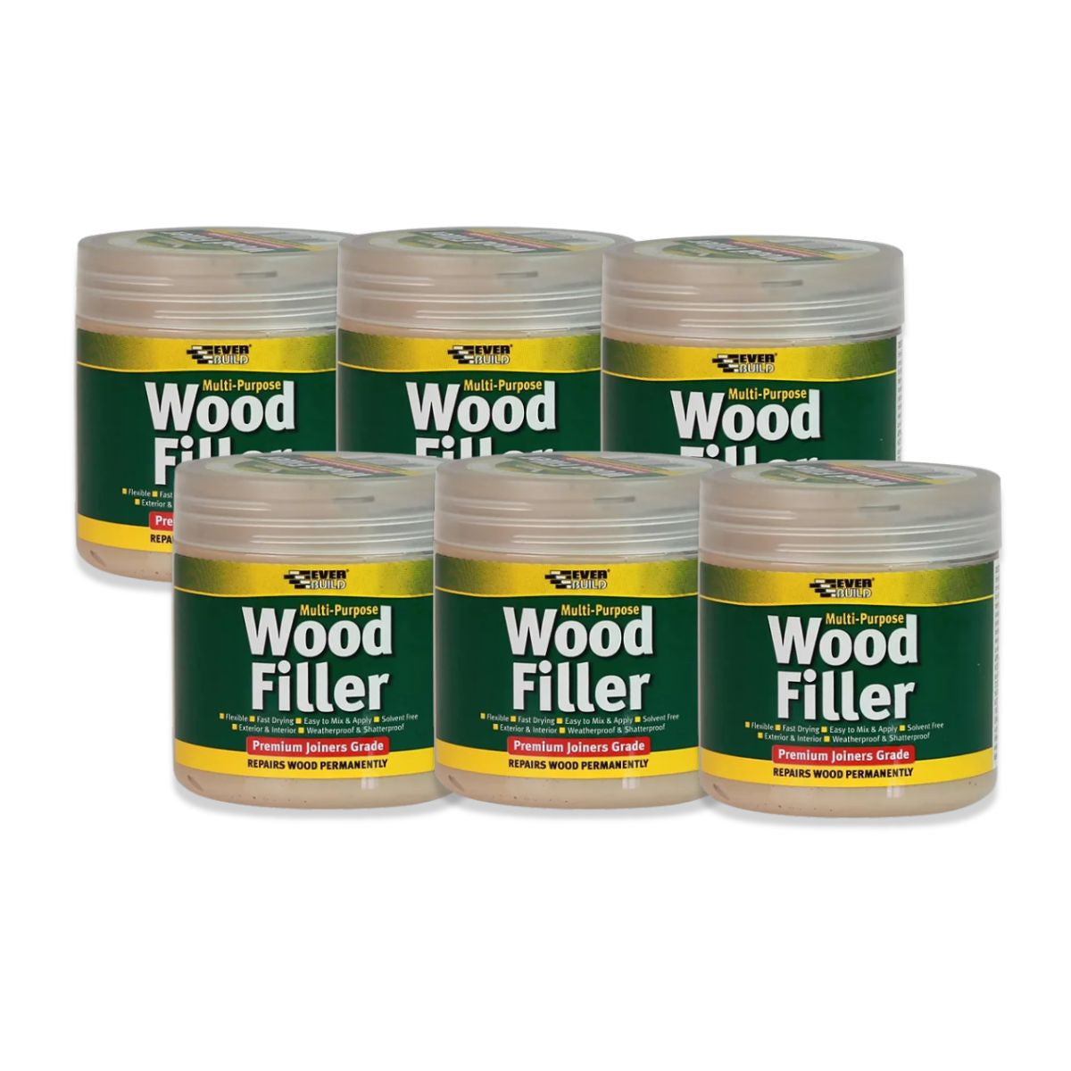 Everbuild Multi-Purpose Wood Filler 250ml (White) - 6 Pack