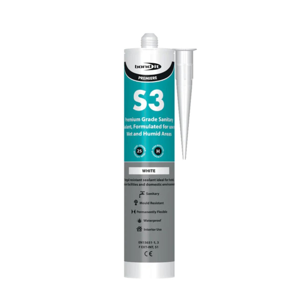 Bond It S3 Premium Sanitary Silicone 285ml (White) - 25 Pack