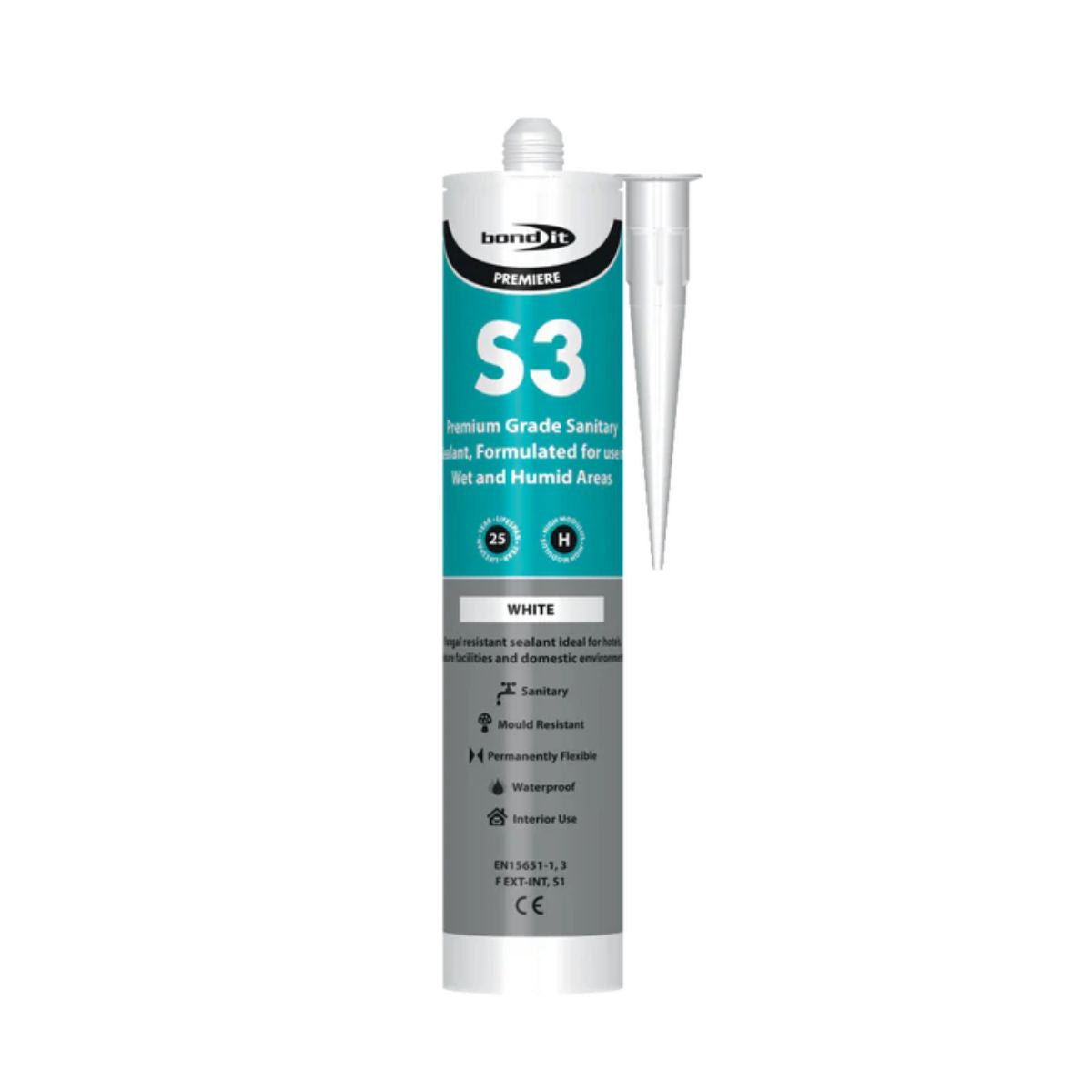Bond It S3 Premium Sanitary Silicone 285ml (White) - 25 Pack