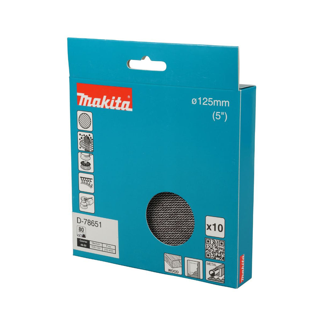 Makita D-78651 Net Sanding Pad 125mm A80 (Pack of 10)