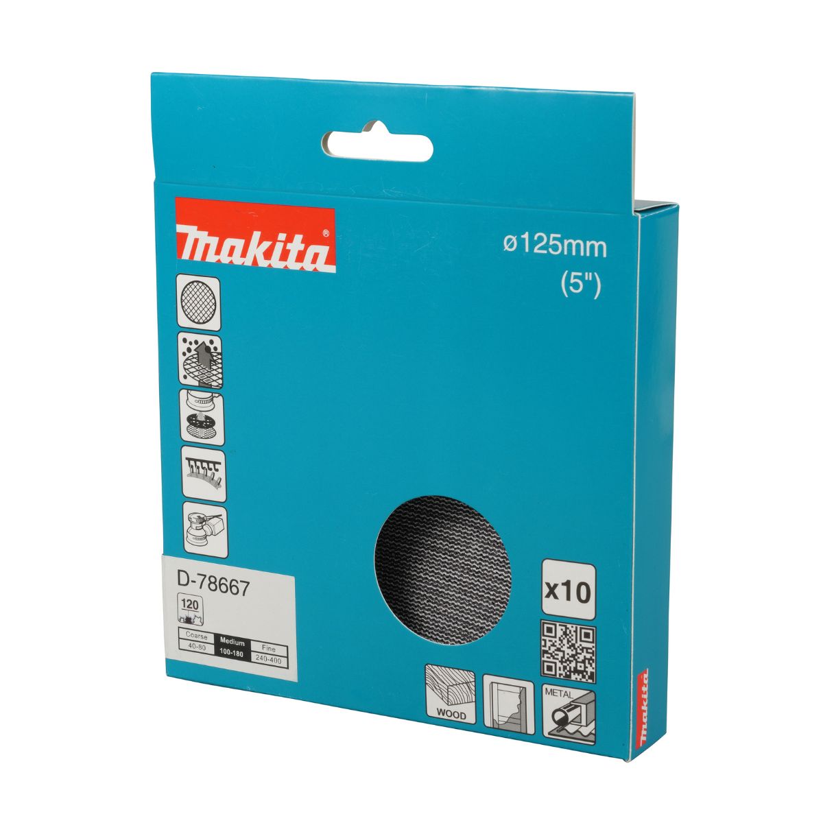 Makita D-78667 Net Sanding Pad 125mm A120 (Pack of 10)