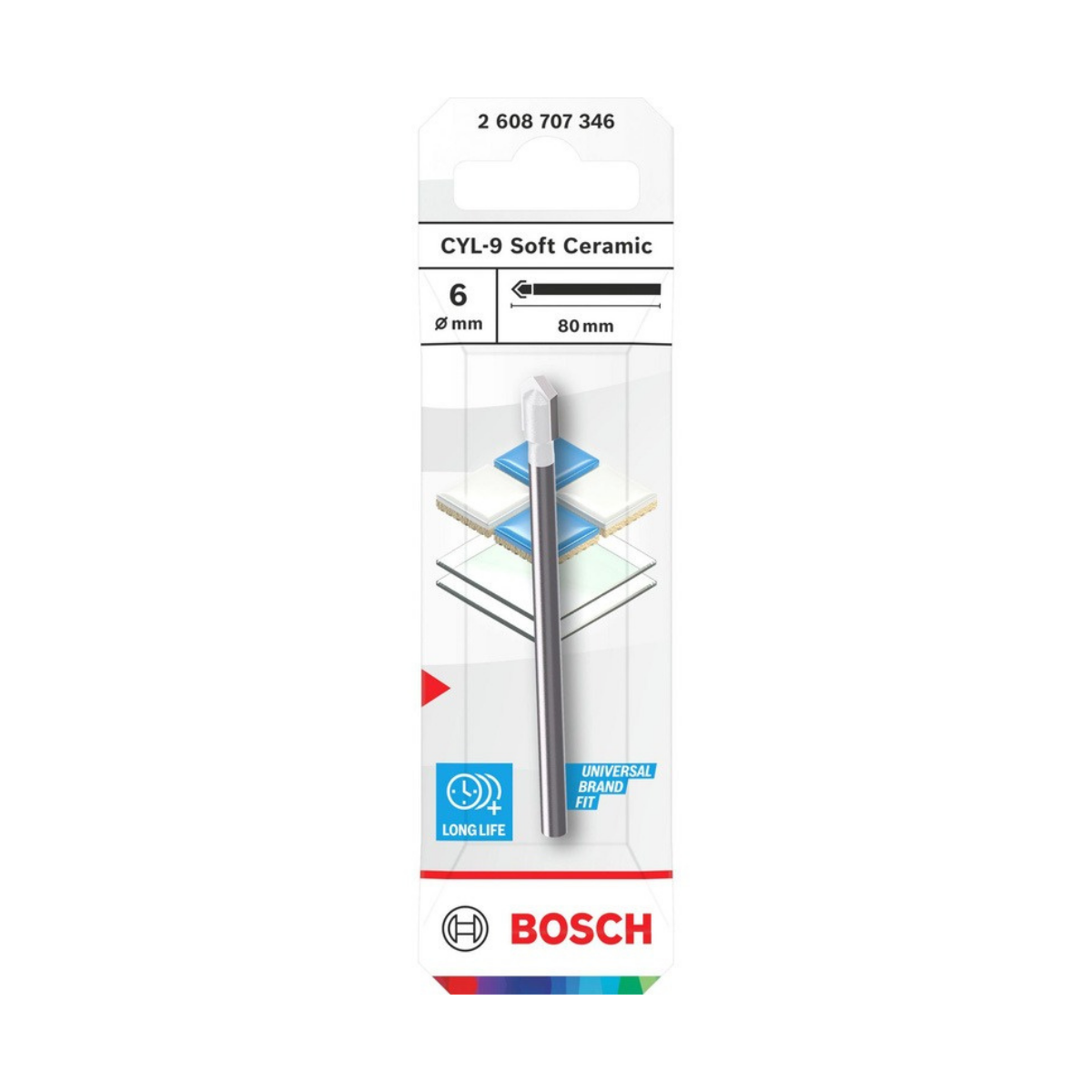 Bosch 2608707346 CYL-9 Soft Ceramic Drill Bit 6 x 80mm