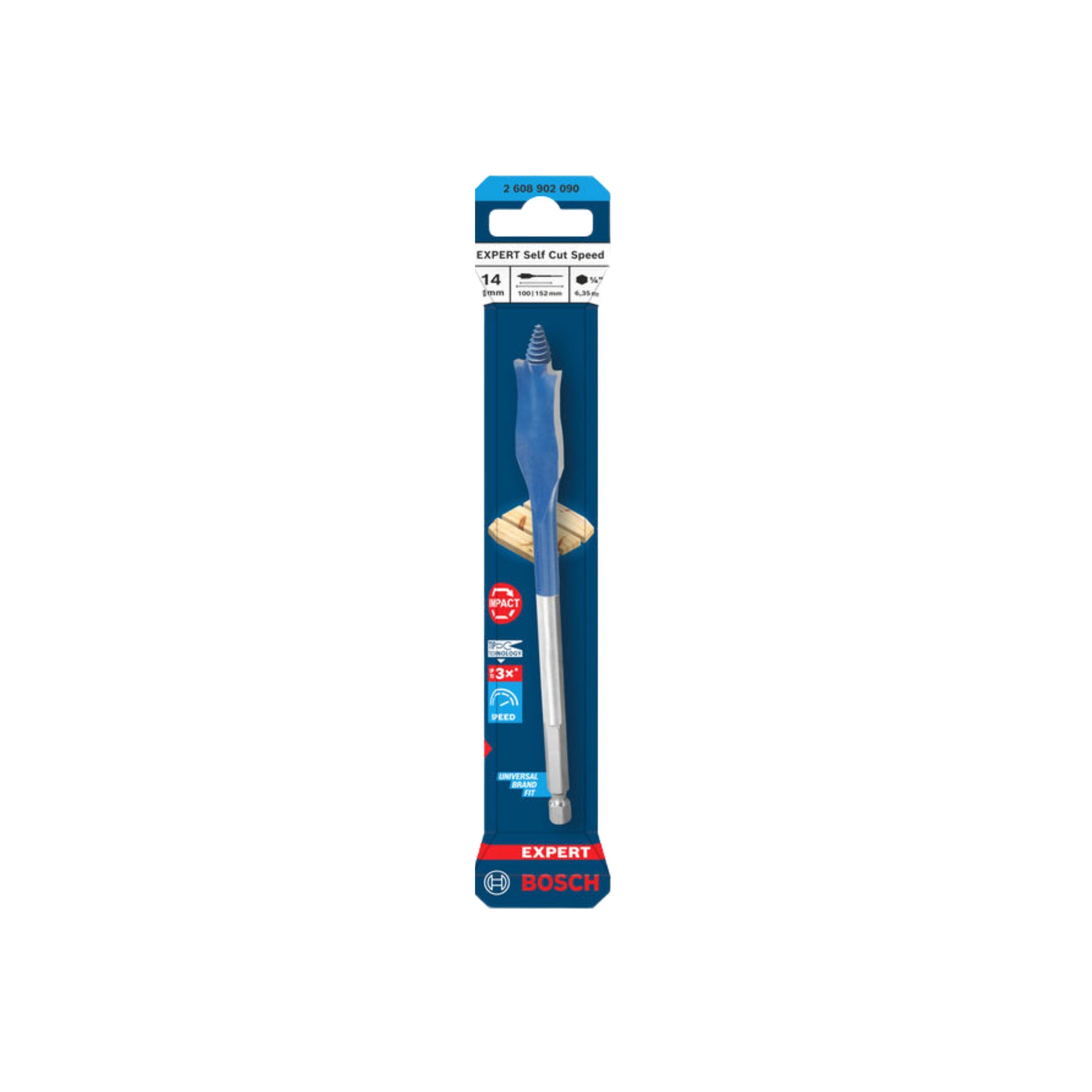 Bosch 2608902090 Expert Self Cut Speed Spade Drill Bit 14 x 100 x 152mm(Replaces 2608900314)