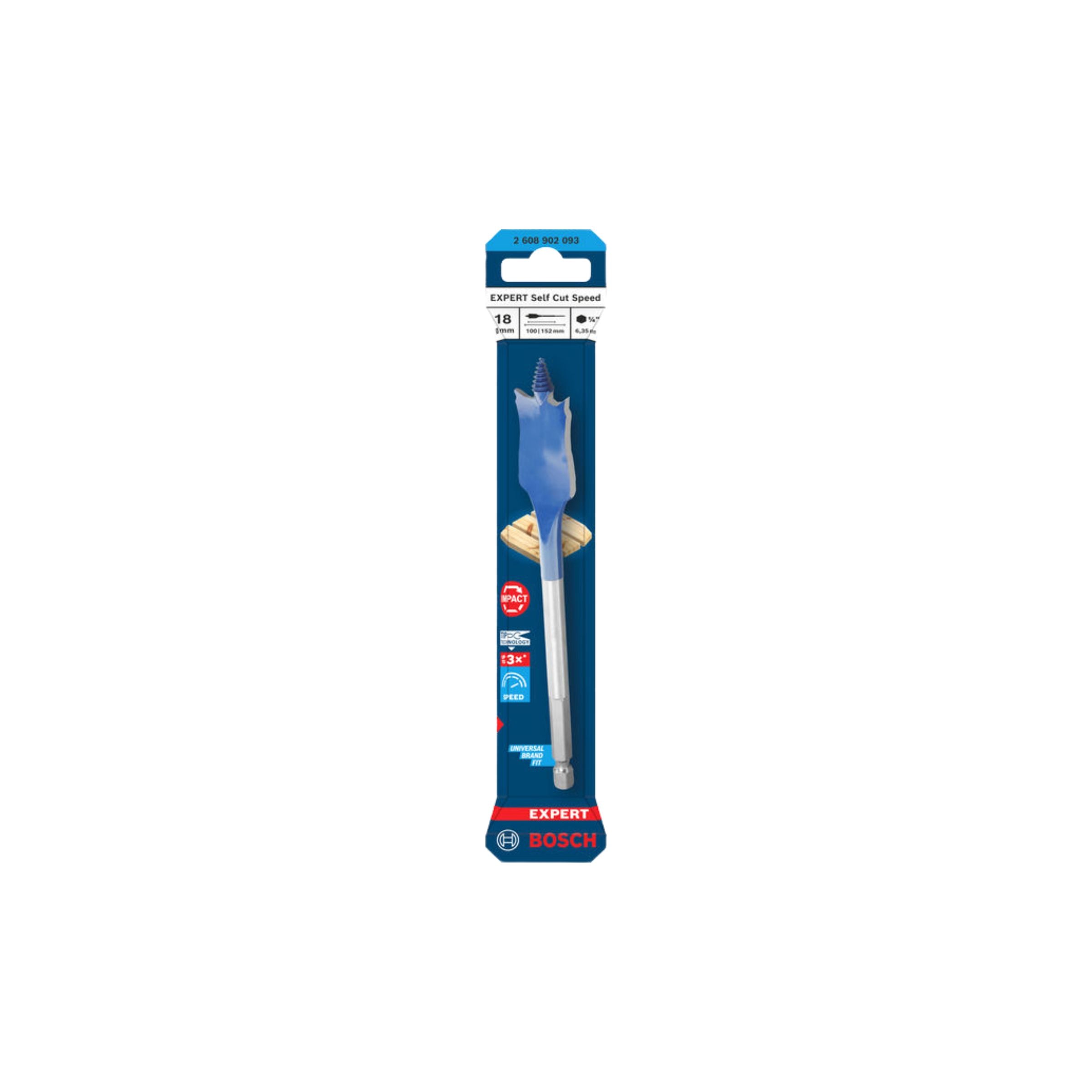 Bosch 2608902093 EXPERT Self Cut Speed Spade Drill Bit 18 x 100 x 152mm (Replaces 2608900317)