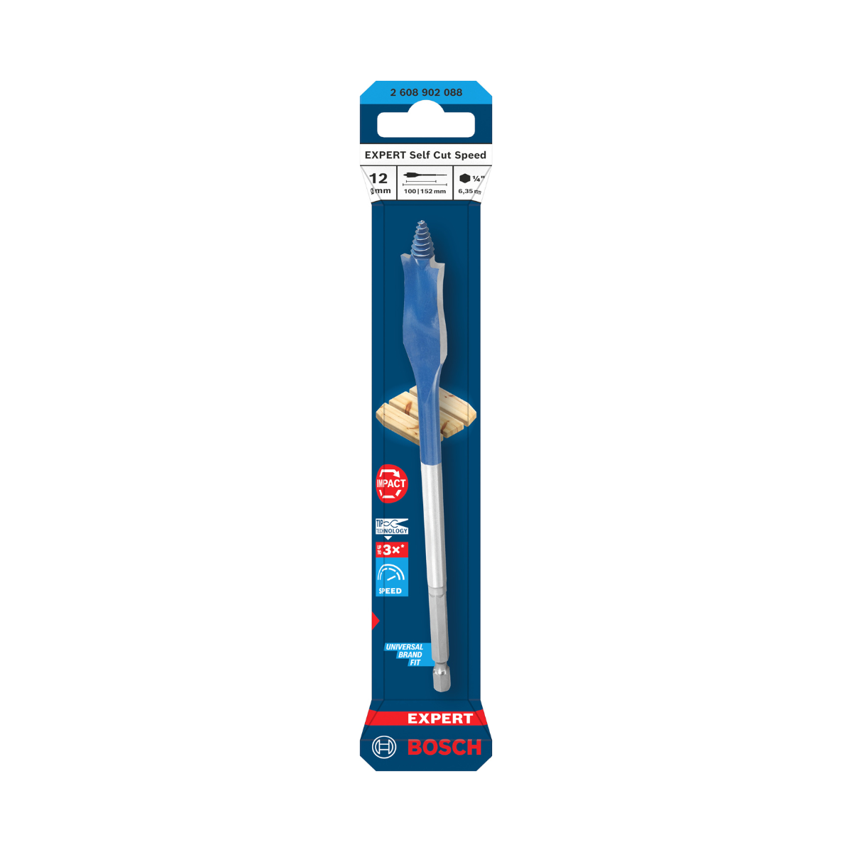 Bosch 2608902088 EXPERT Self Cut Speed Spade Drill Bit 12 x 100 x 152mm