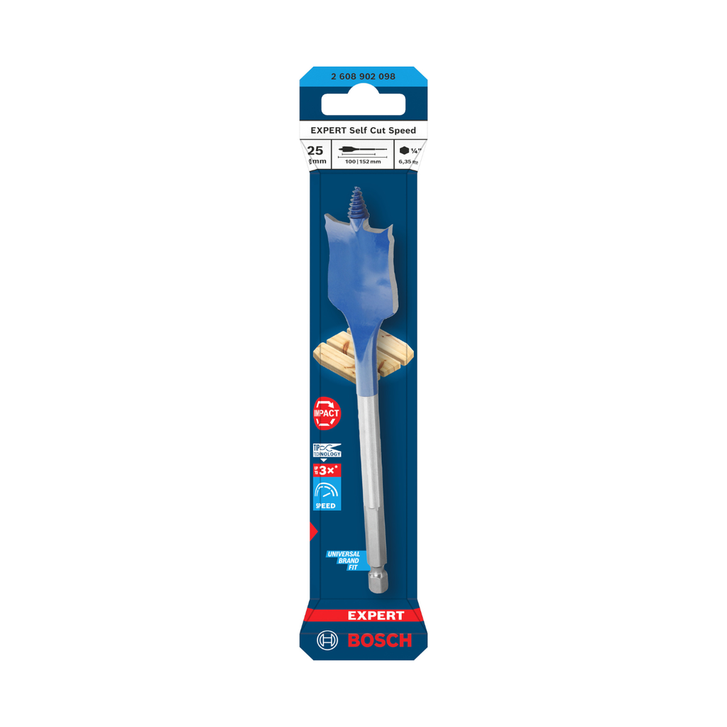 Bosch 2608902098 EXPERT Self Cut Speed Spade Drill Bit 25 x 152mm