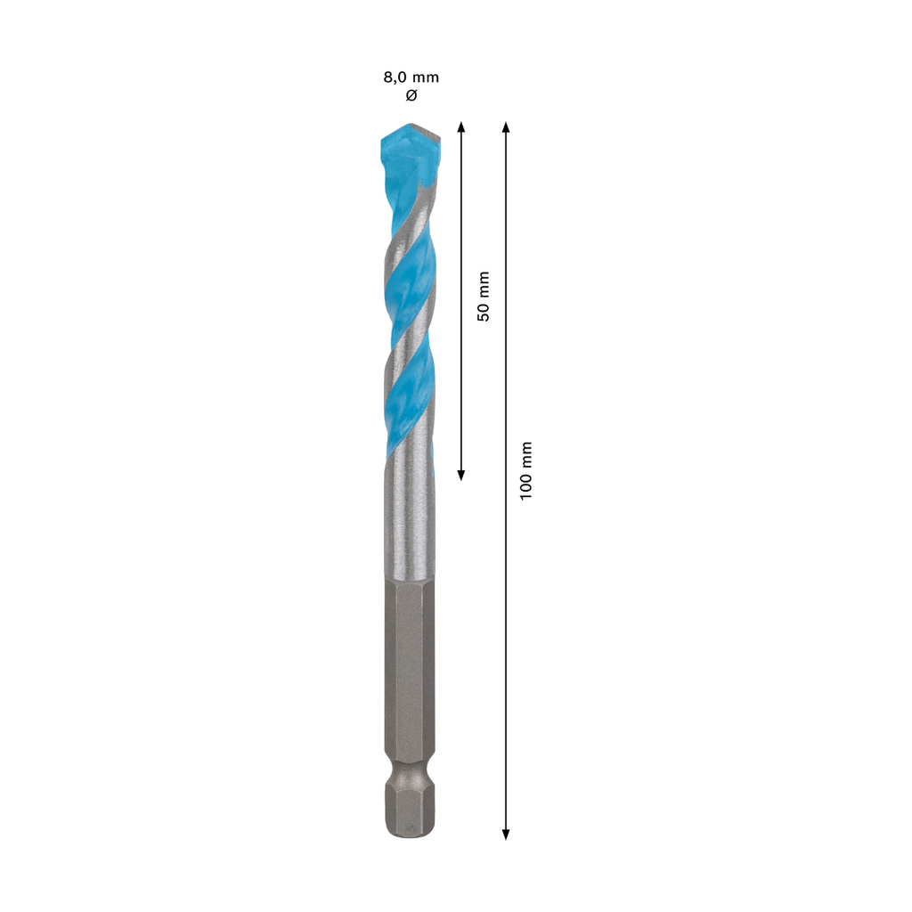 Bosch 2608902265 Expert HEX-9 Multi Construction Drill Bit 8 x 50 x 100mm (Replaces 2608900621)