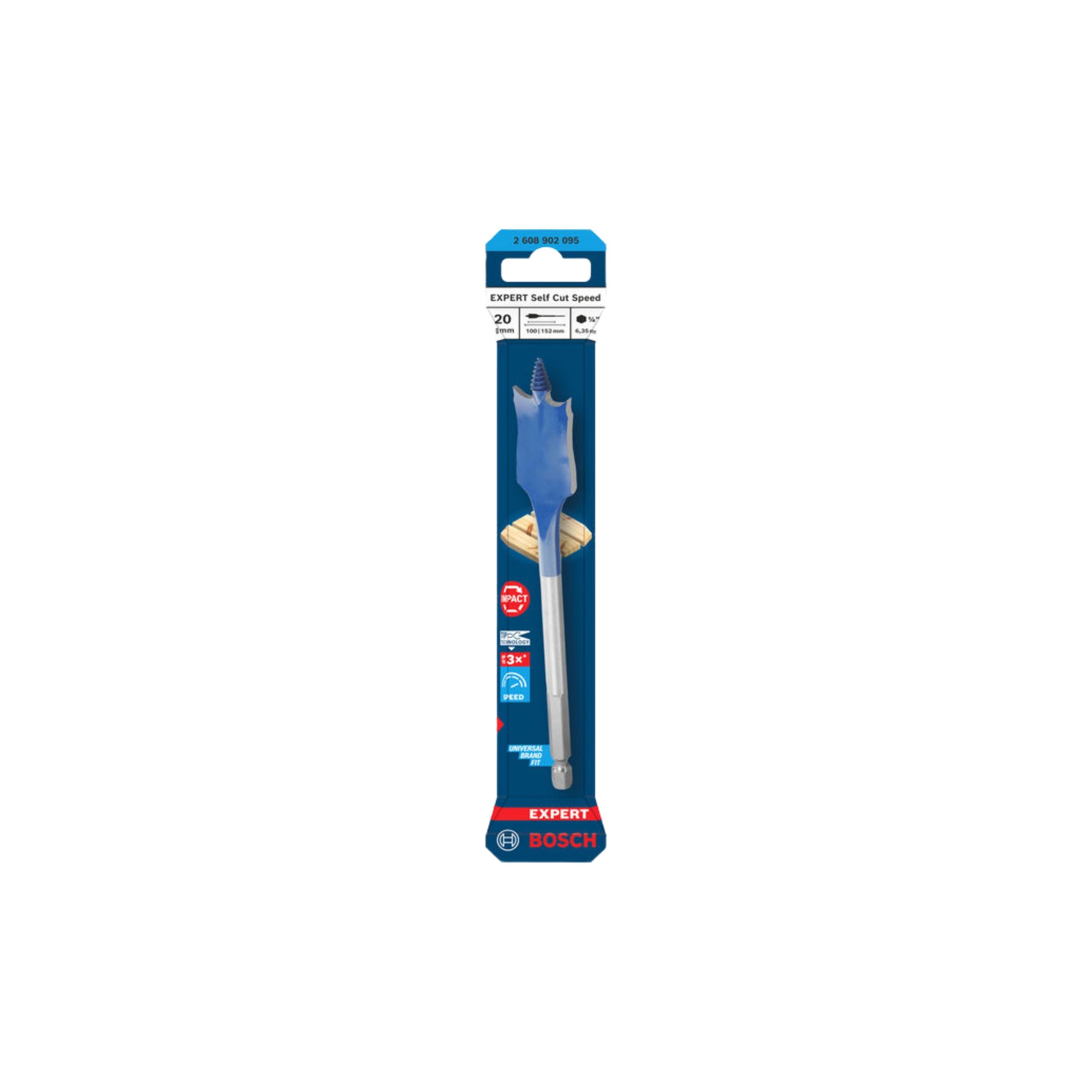 Bosch 2608902095 Expert Self Cut Speed Spade Drill Bit 20 x 100 x 152mm (Replaces 2608900319) 