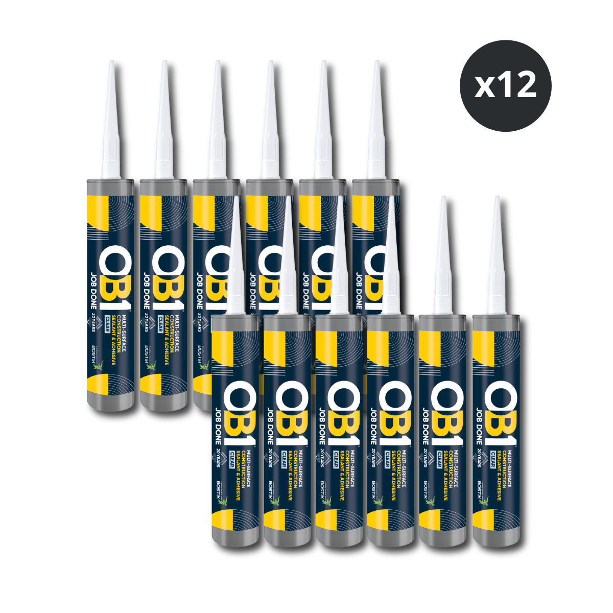 OB1 Multi-Surface Construction Sealant & Adhesive 290ml (Clear) - Box of 12