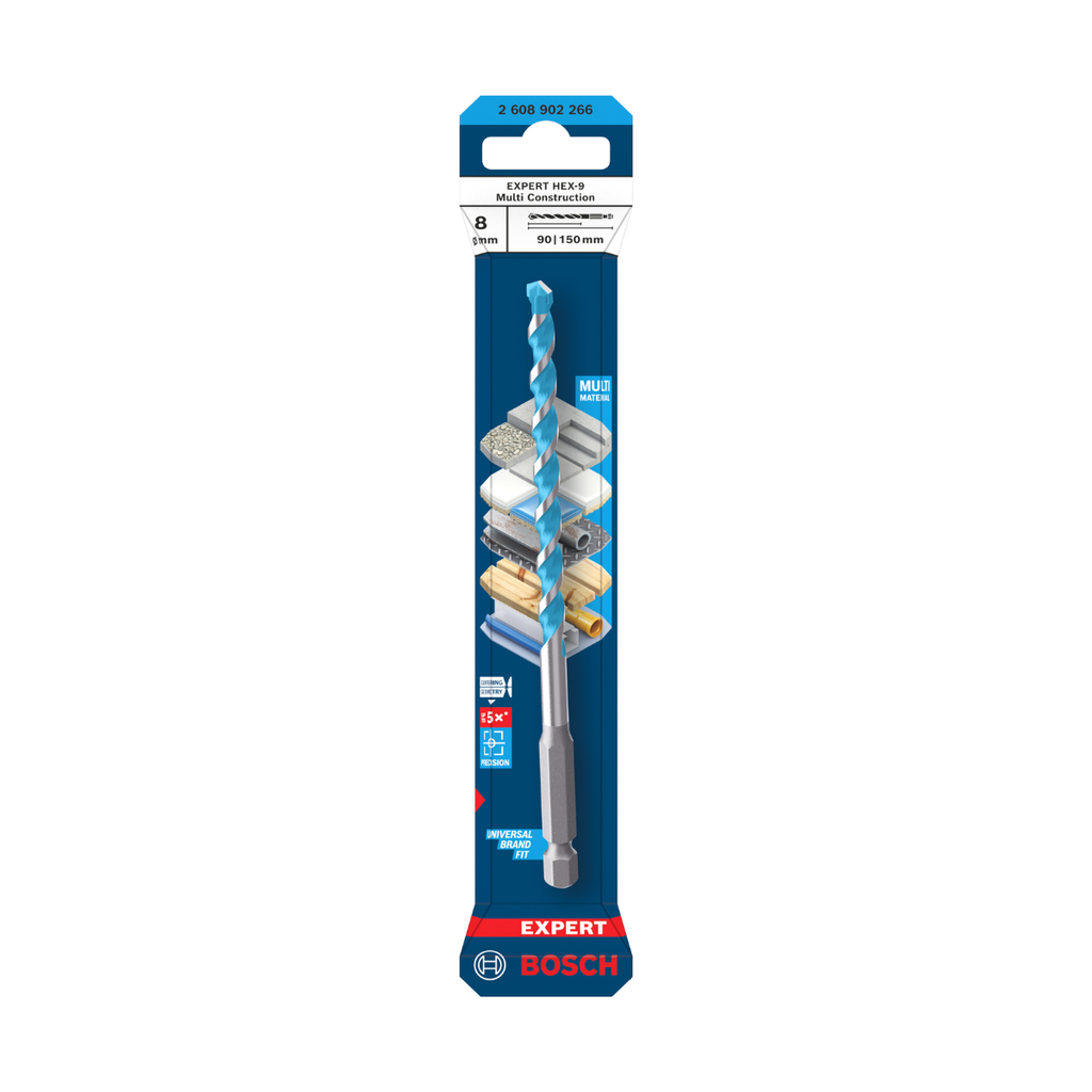 Bosch 2608902266 Expert HEX-9 Multi Construction Drill Bit 8 x 90 x 150mm (Replaces 2608900622)